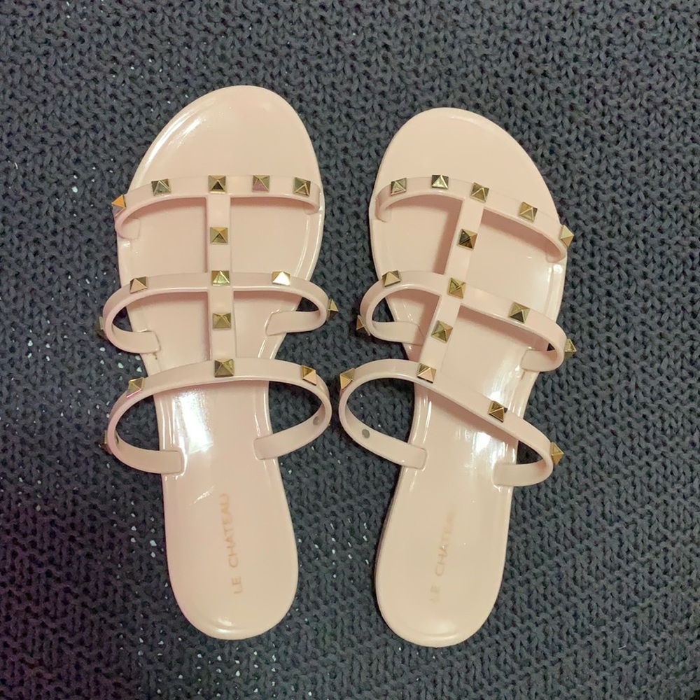 Nude with Gold Studs Sandals